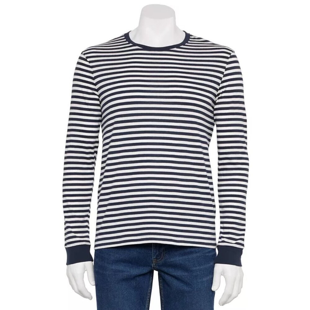 NWT SONOMA Men Long Sleeve Pullover Crew Neck Tag Free Striped Shirt Size XXL